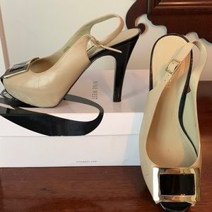 Ladies 9 West heels/taupe